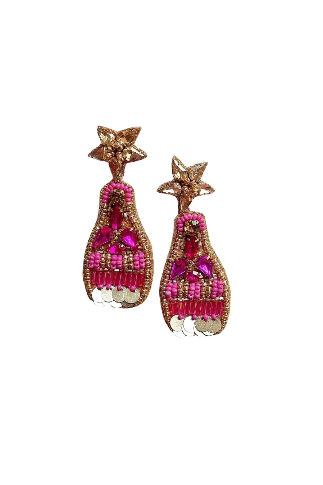 Final Sale | Zoda Beaded Raffia Earring Pink Multi