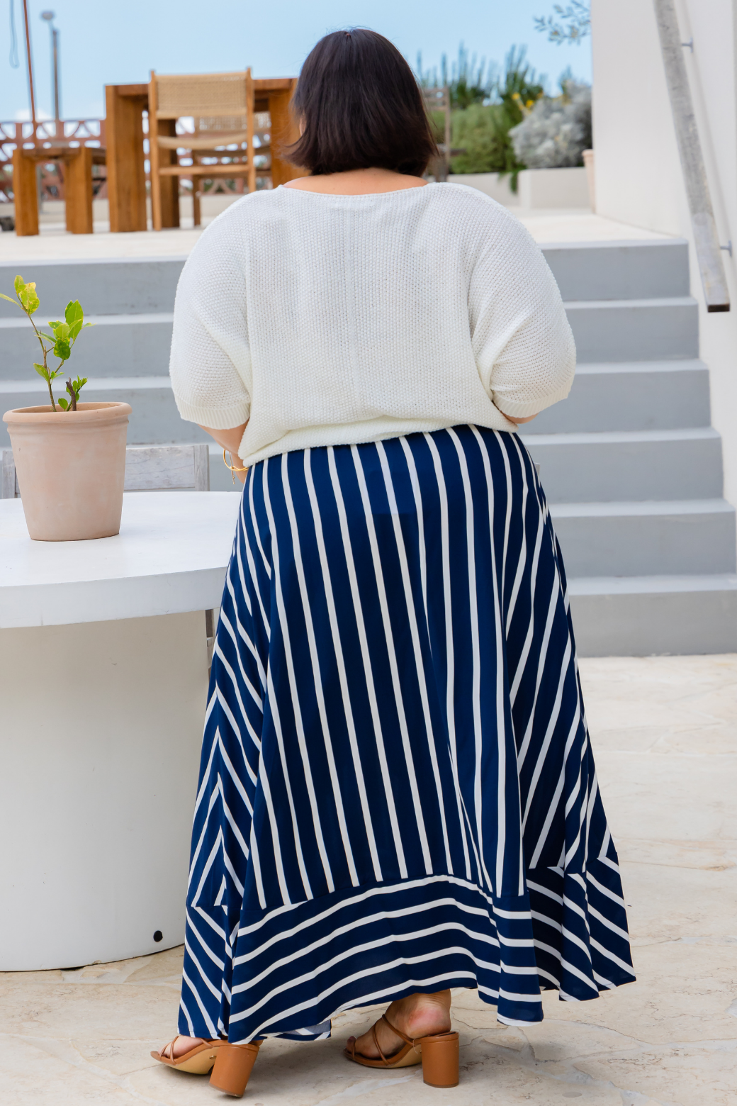 Zena Maxi Skirt Navy Stripe
