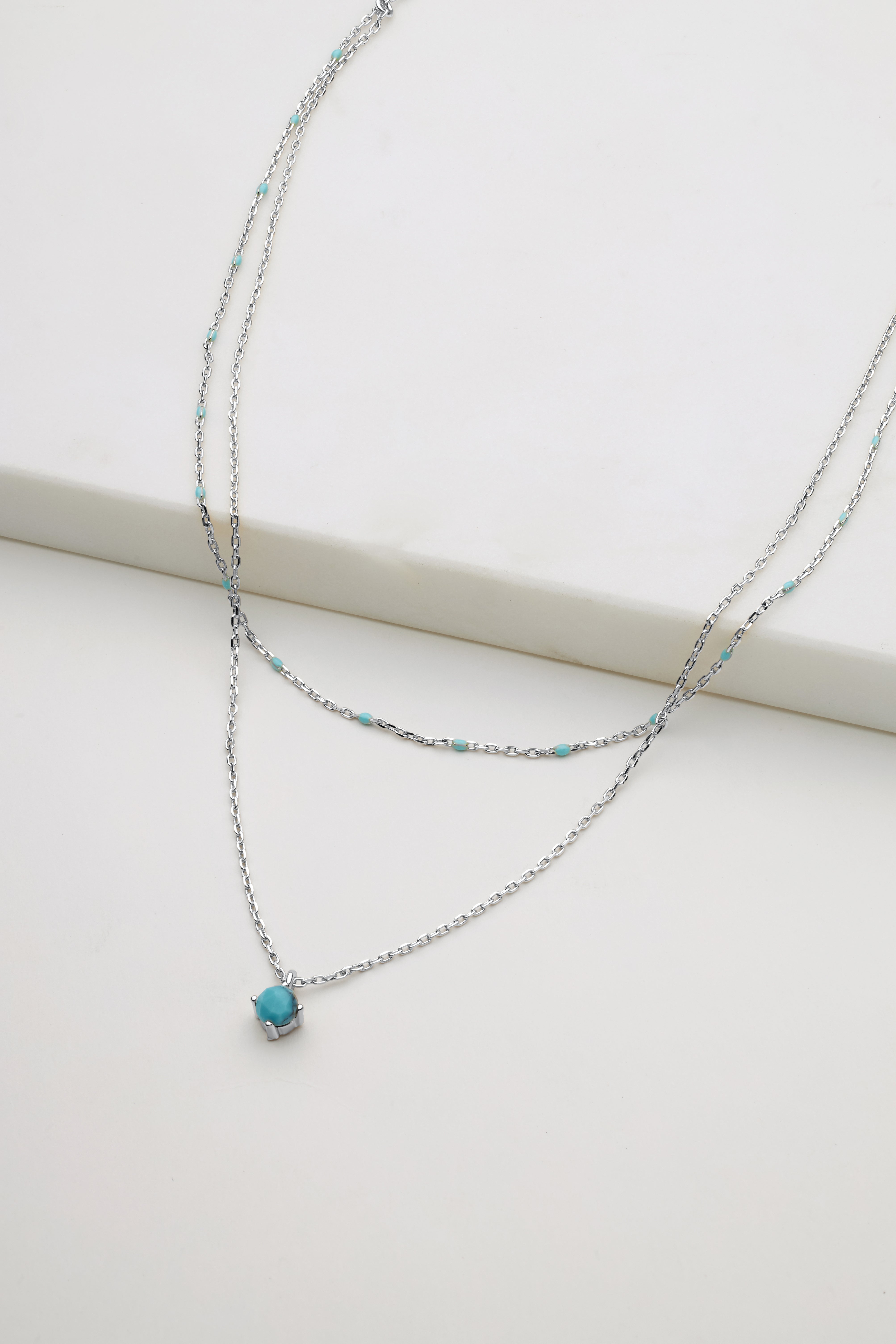 Zafino Layered Mini Blue Necklace Silver