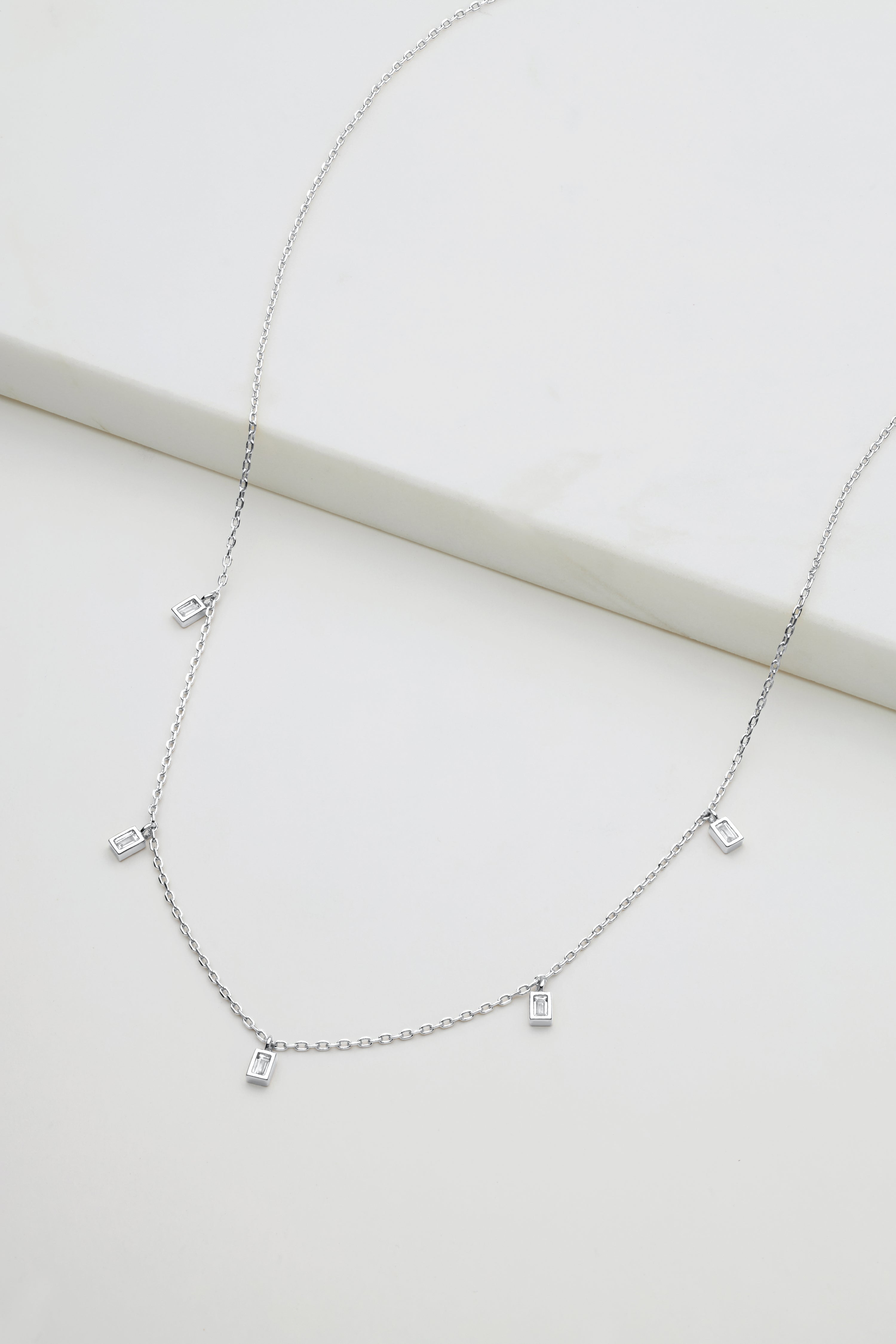 Zafino Mini Baguette Necklace Silver