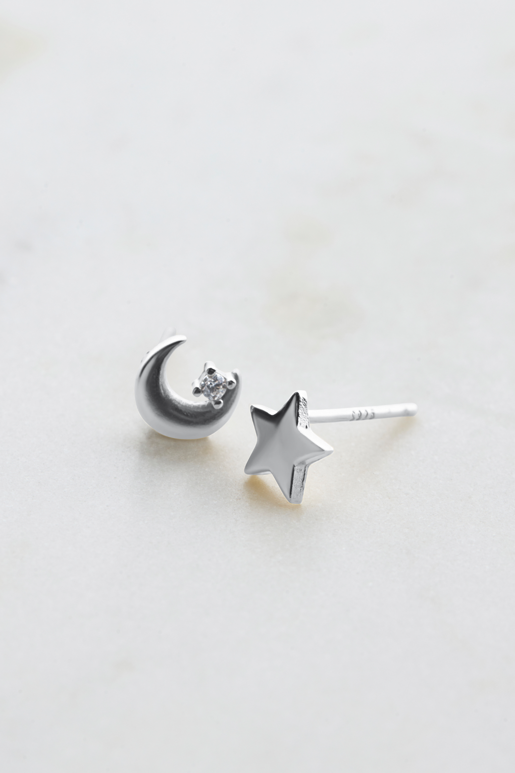 Zafino Star and Moon Stud Earring Silver