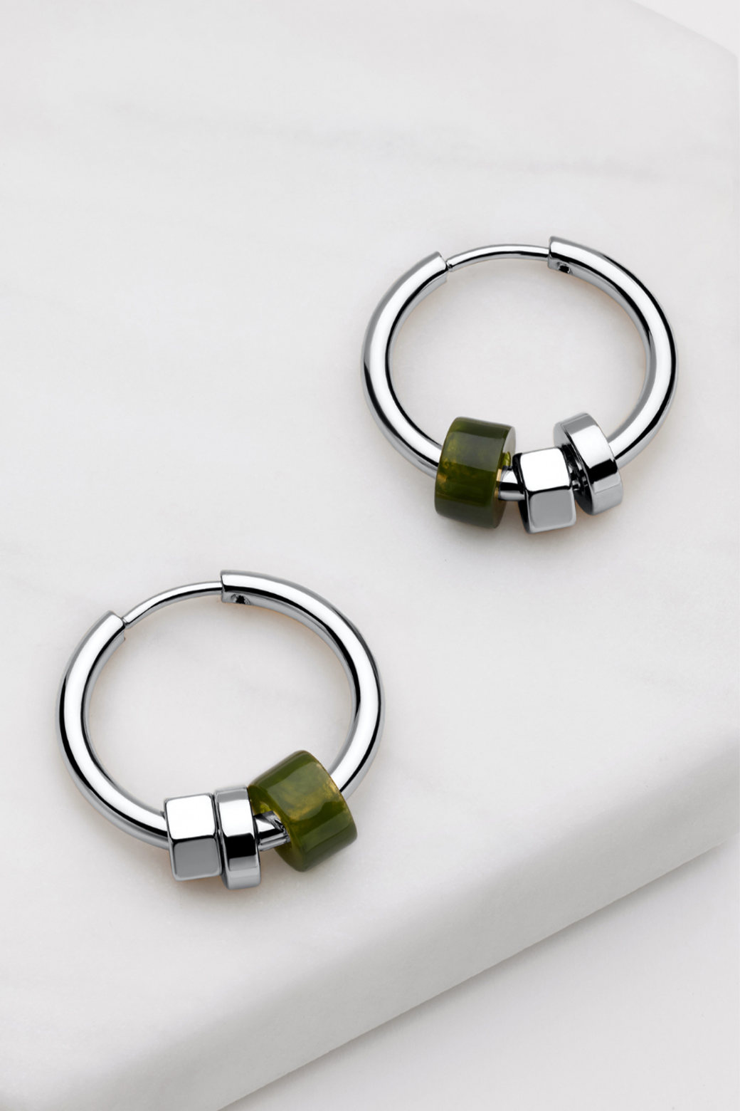 Zafino Amina Hoop Olive/Silver