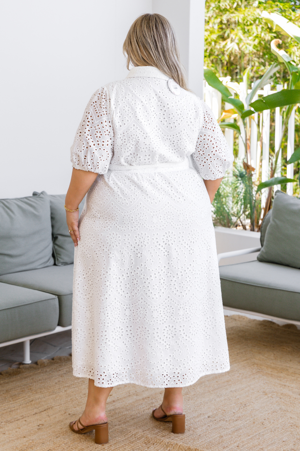 Final Sale | Shellie Midi Shirt Dress Broderie Anglaise White