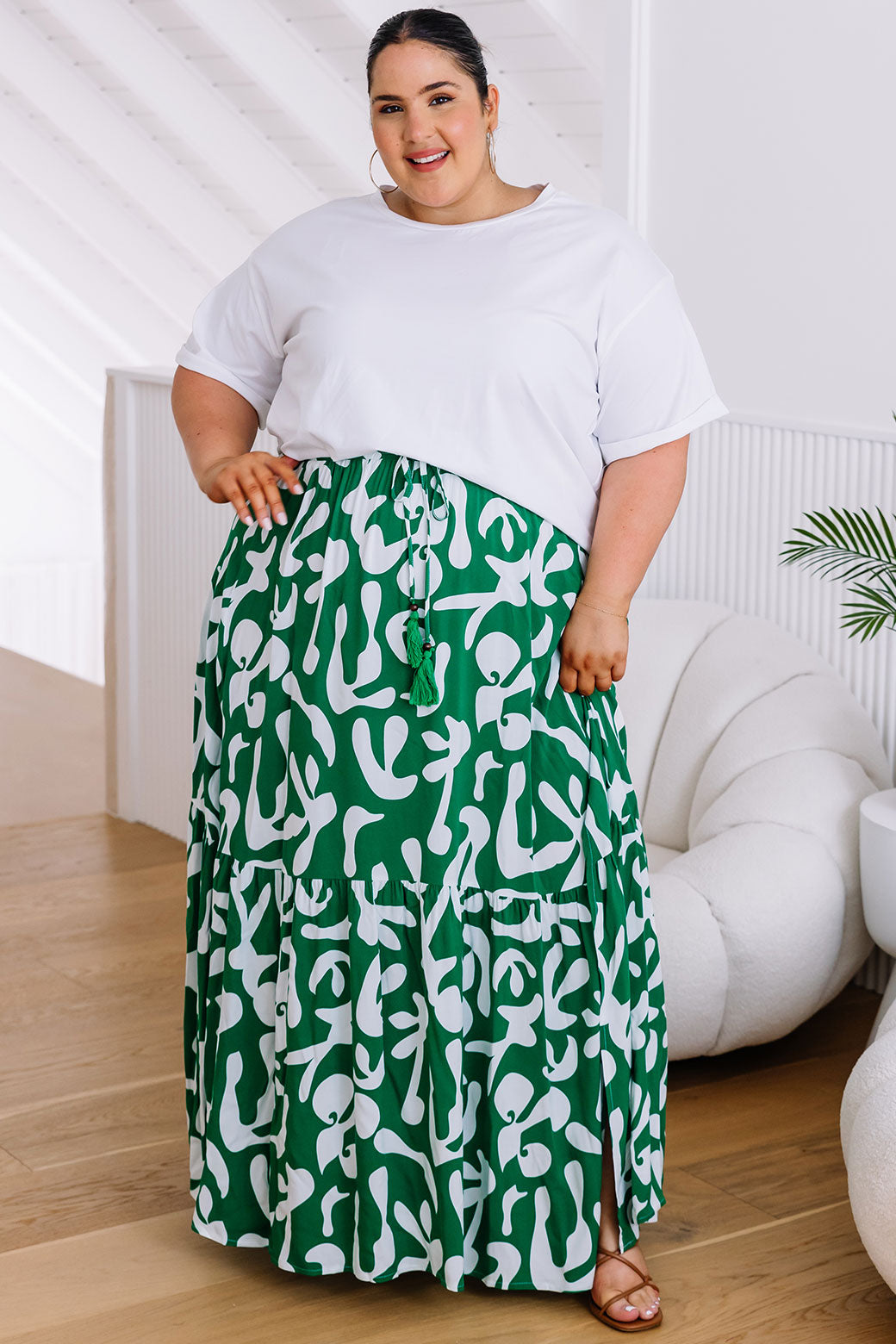 Alani Maxi Skirt Weekend Print Green