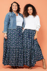 Alani Maxi Skirt Autumn Floral Print Blue Multi