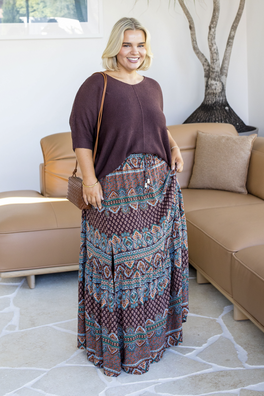 Alannah Maxi Skirt Lily Print Chocolate