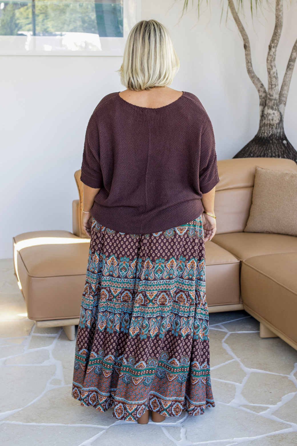 Alannah Maxi Skirt Lily Print Chocolate