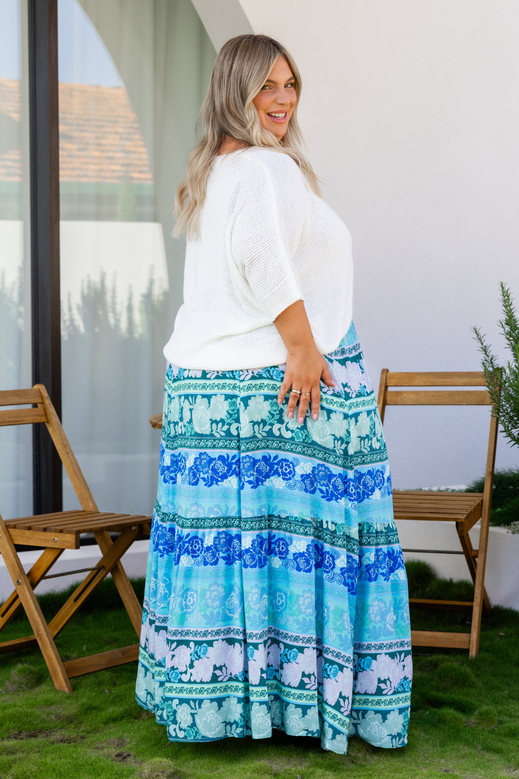 Alannah Skirt Peace Print Blue
