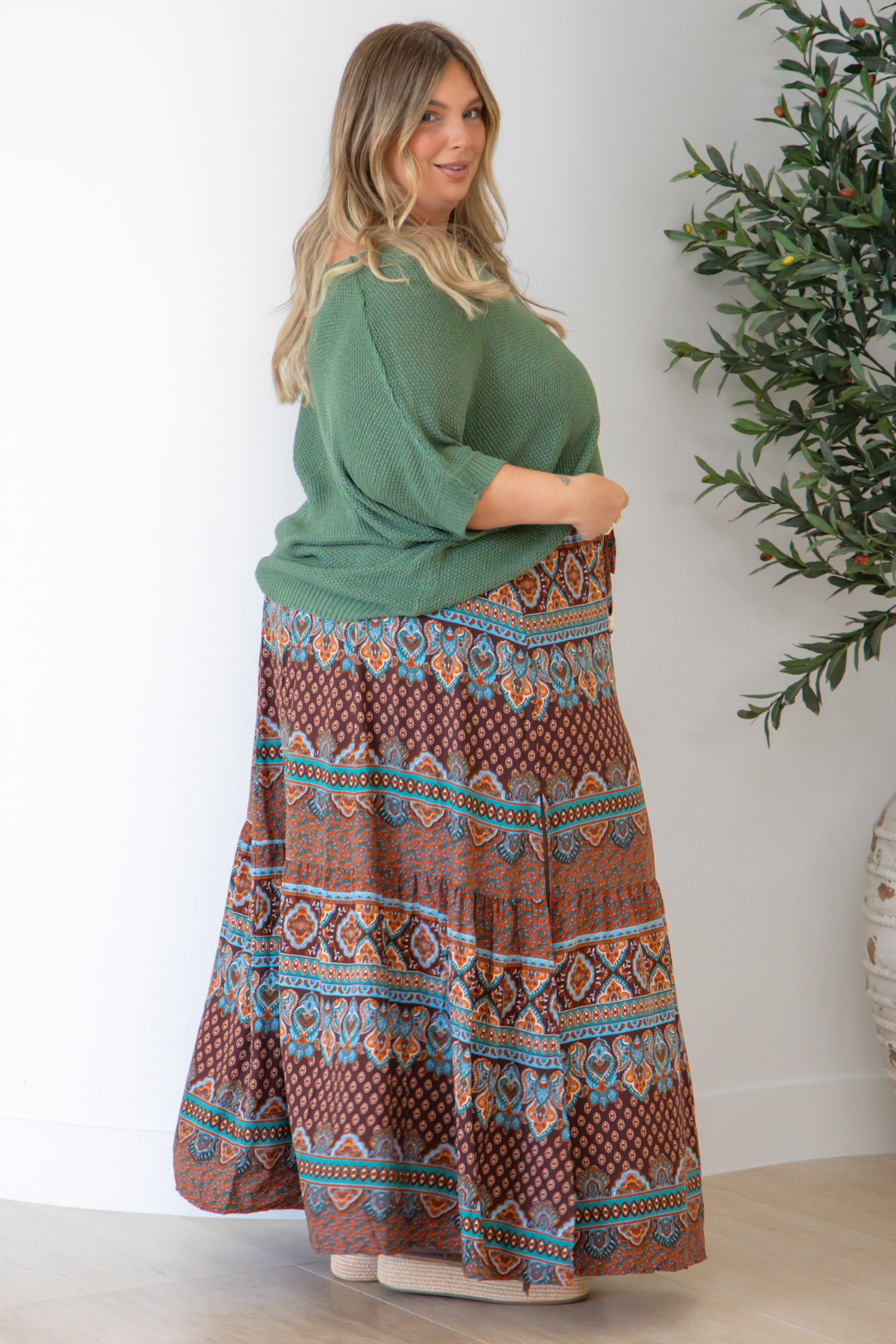 Alannah Maxi Skirt Lily Print Chocolate