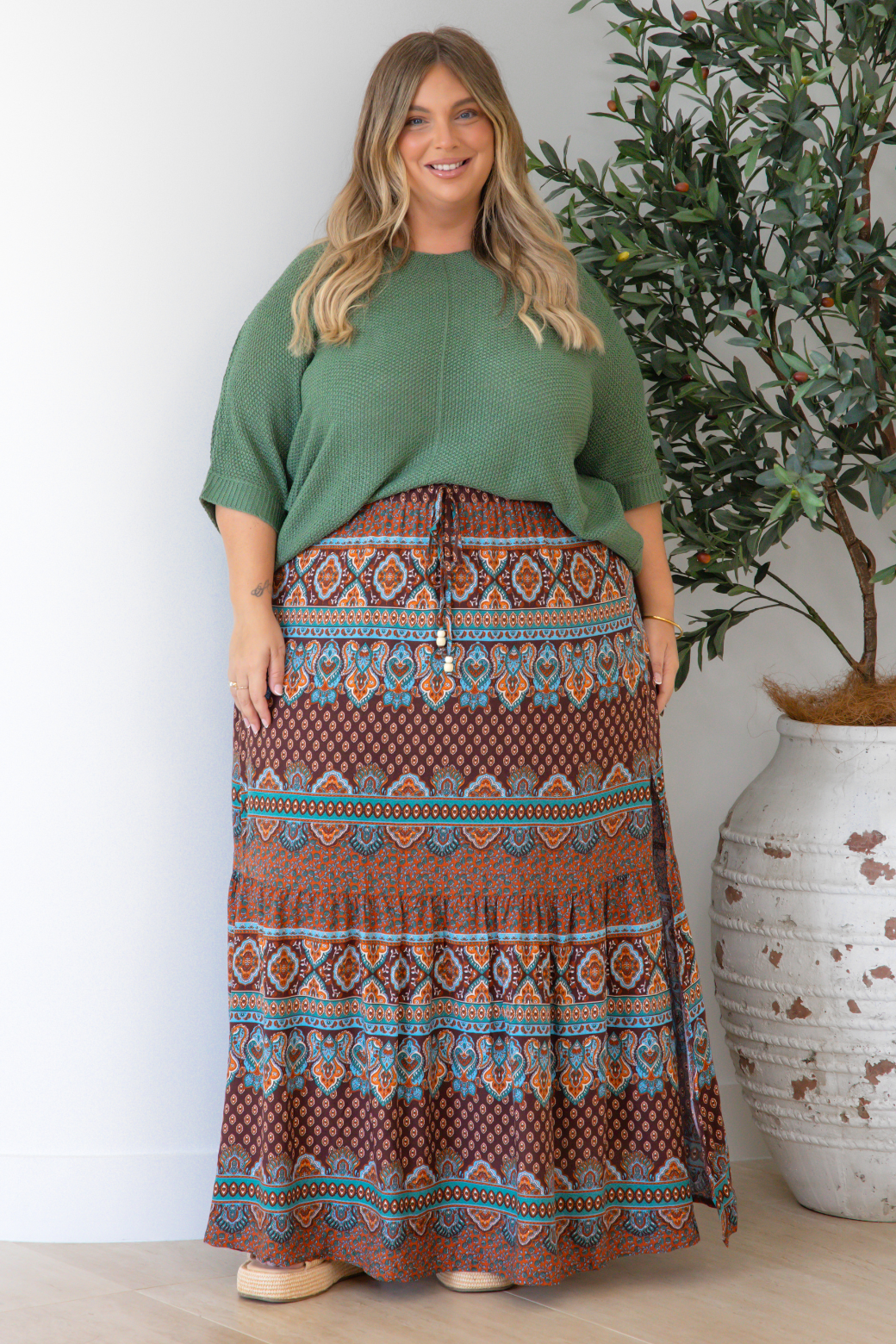 Alannah Maxi Skirt Lily Print Chocolate
