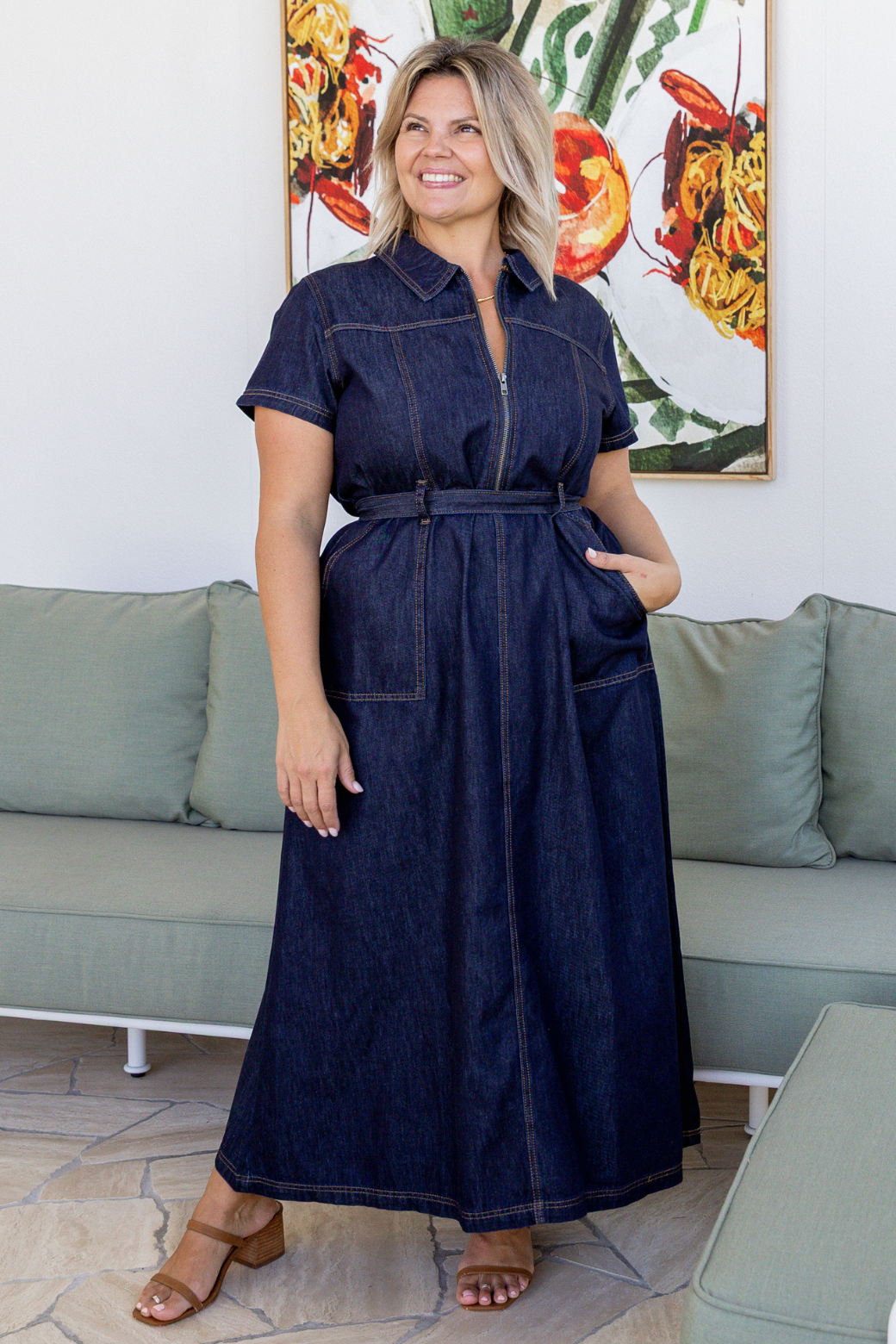 Allison Maxi Denim Dress Indigo