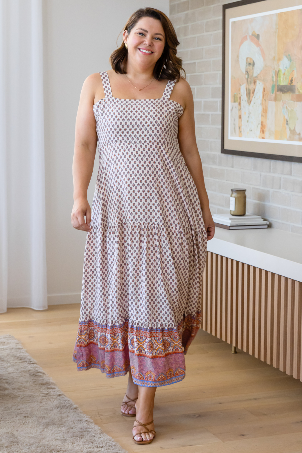 Amber Maxi Dress Lily Print Natural
