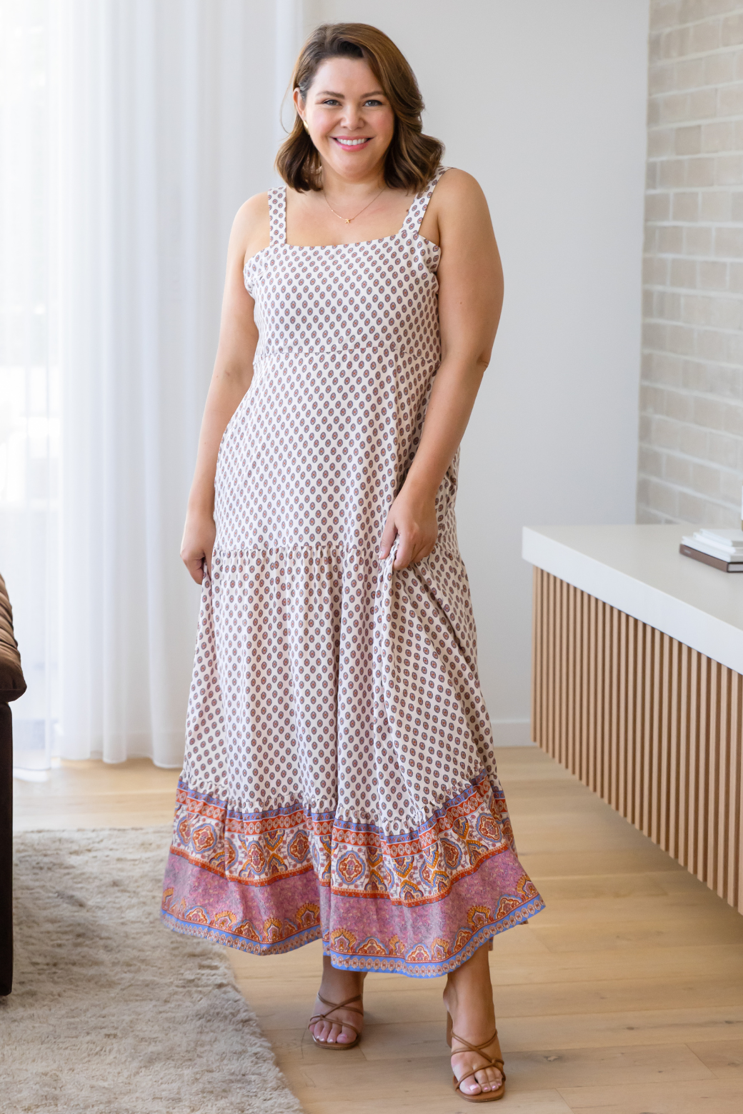 Amber Maxi Dress Lily Print Natural