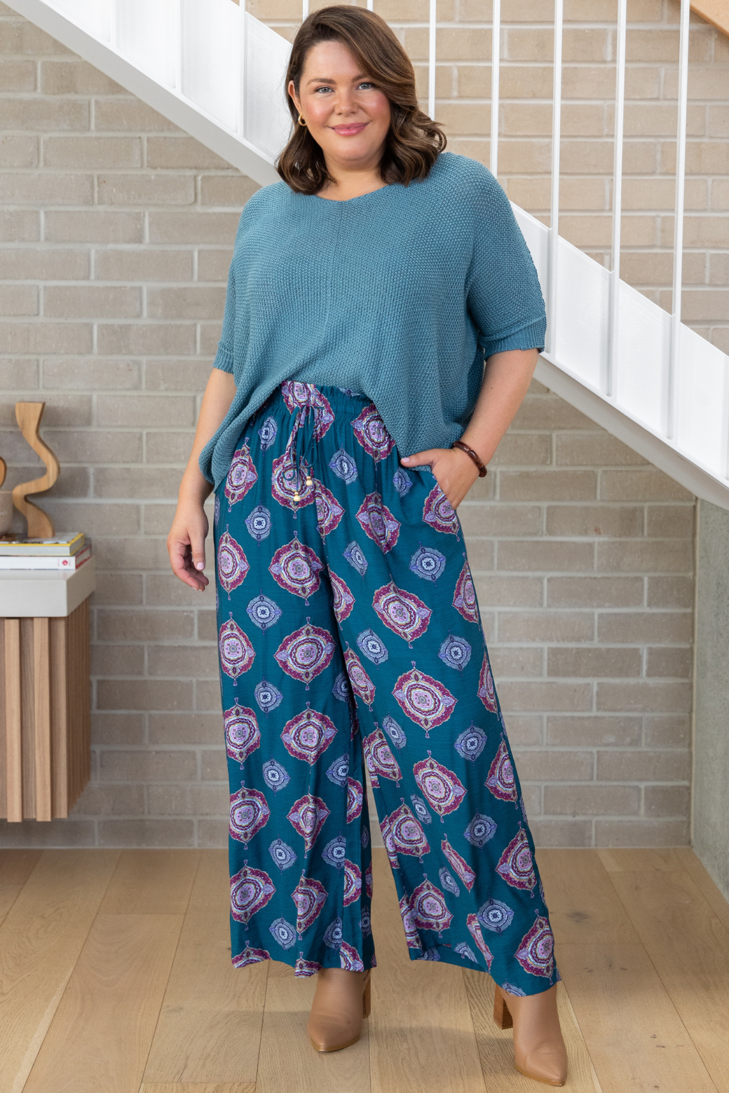 Amelia Pant Zara Print Teal