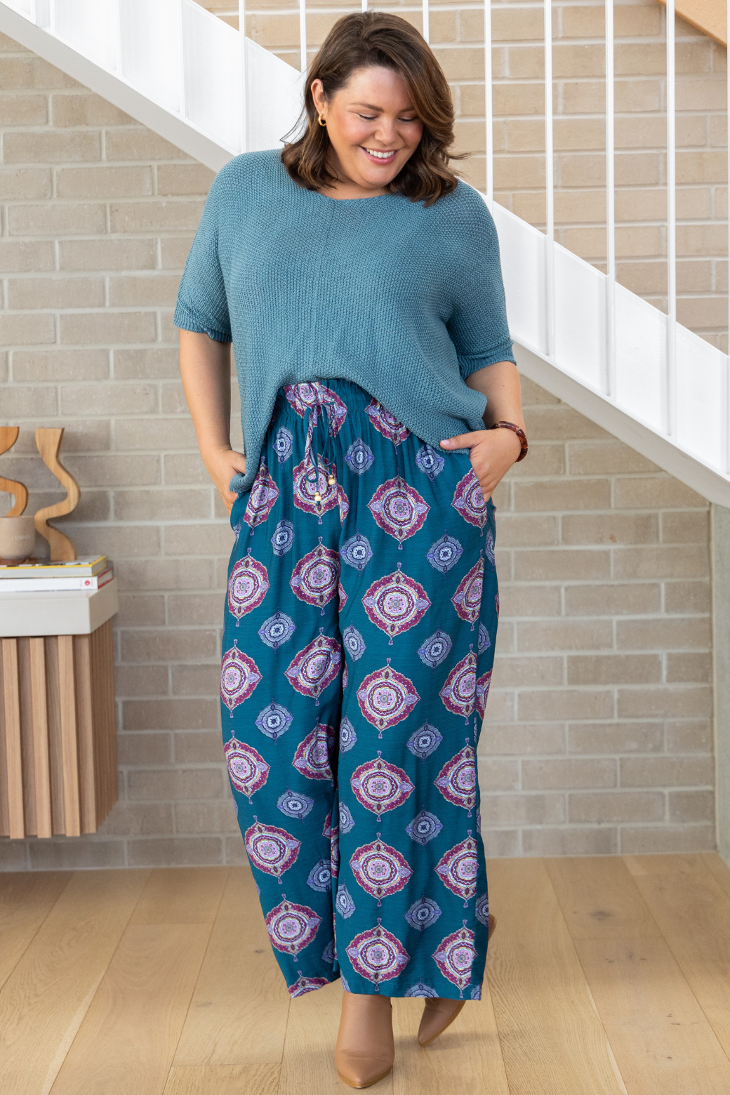 Amelia Pant Zara Print Teal