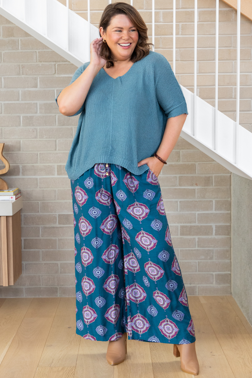 Amelia Pant Zara Print Teal
