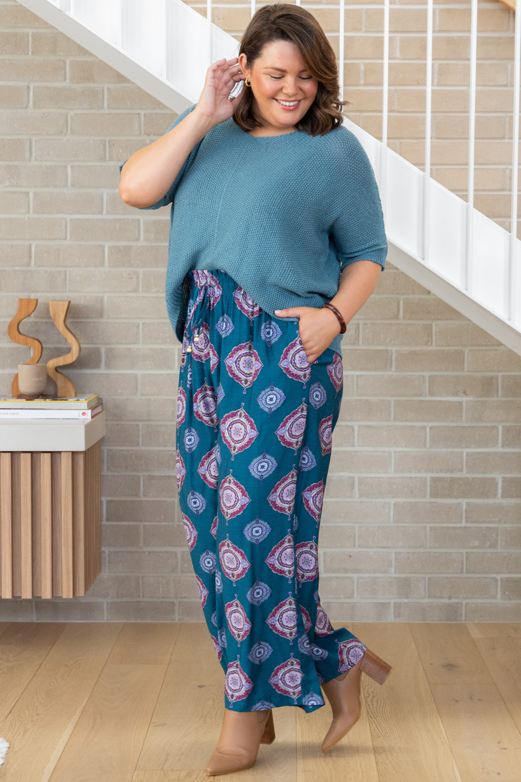 Amelia Pant Zara Print Teal