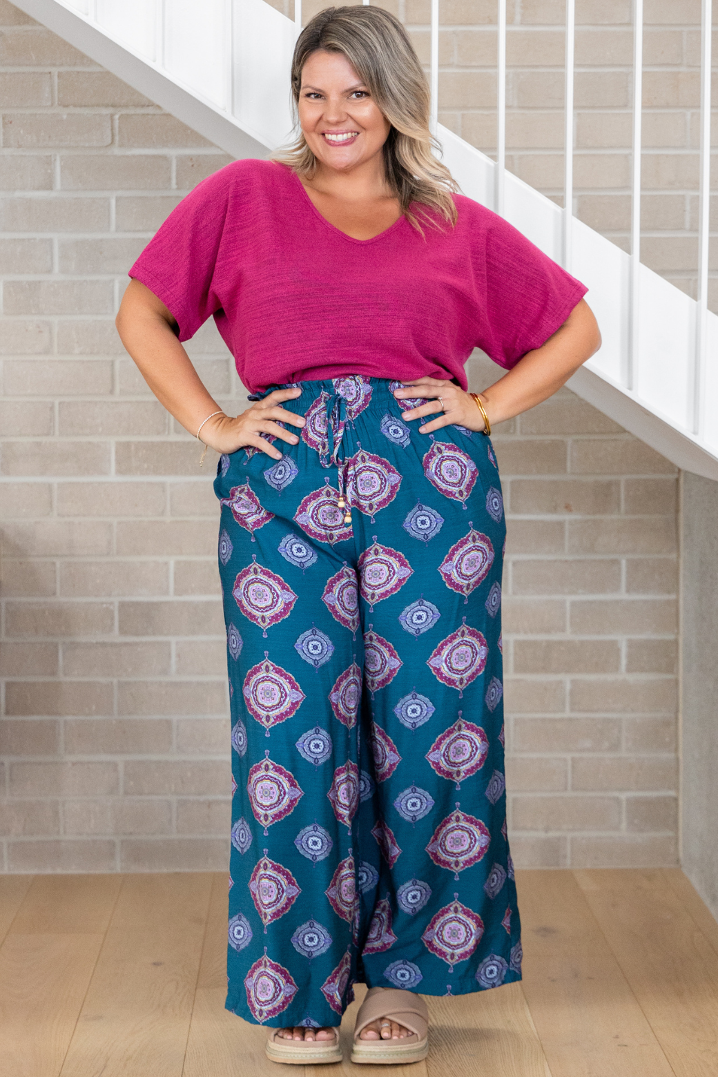 Amelia Pant Zara Print Teal