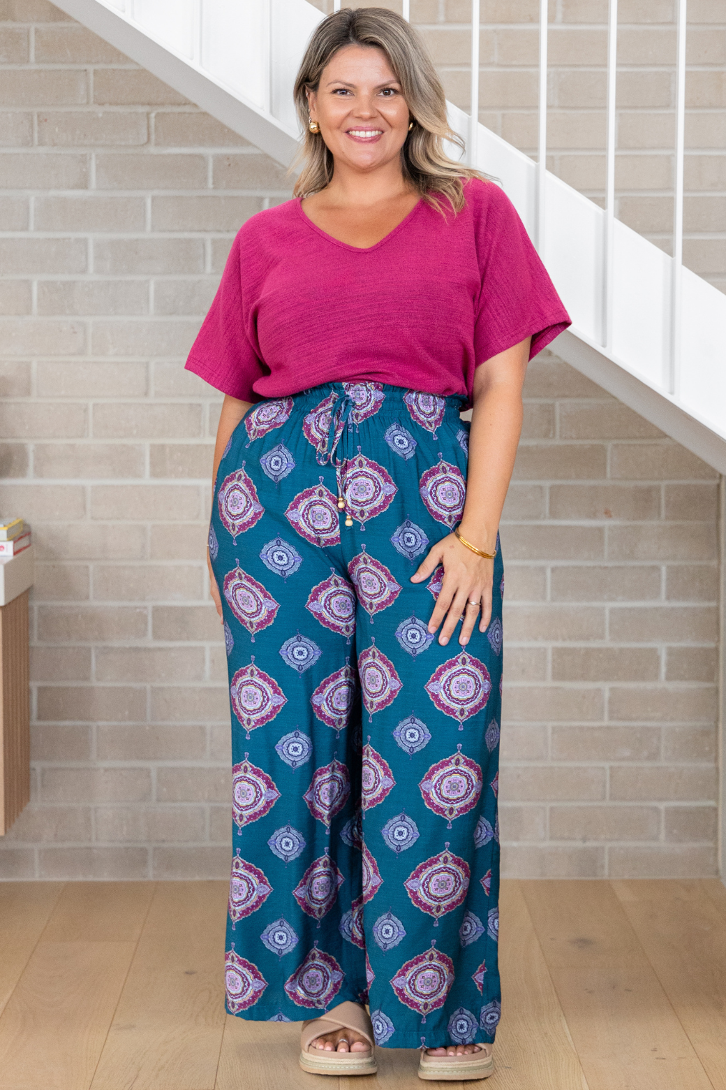 Amelia Pant Zara Print Teal