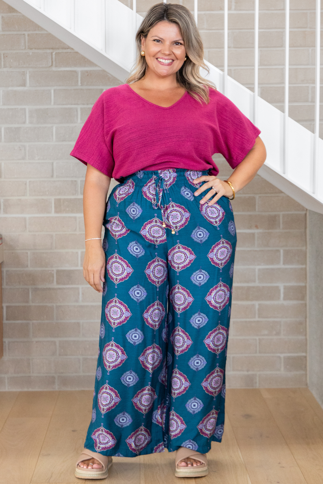 Amelia Pant Zara Print Teal