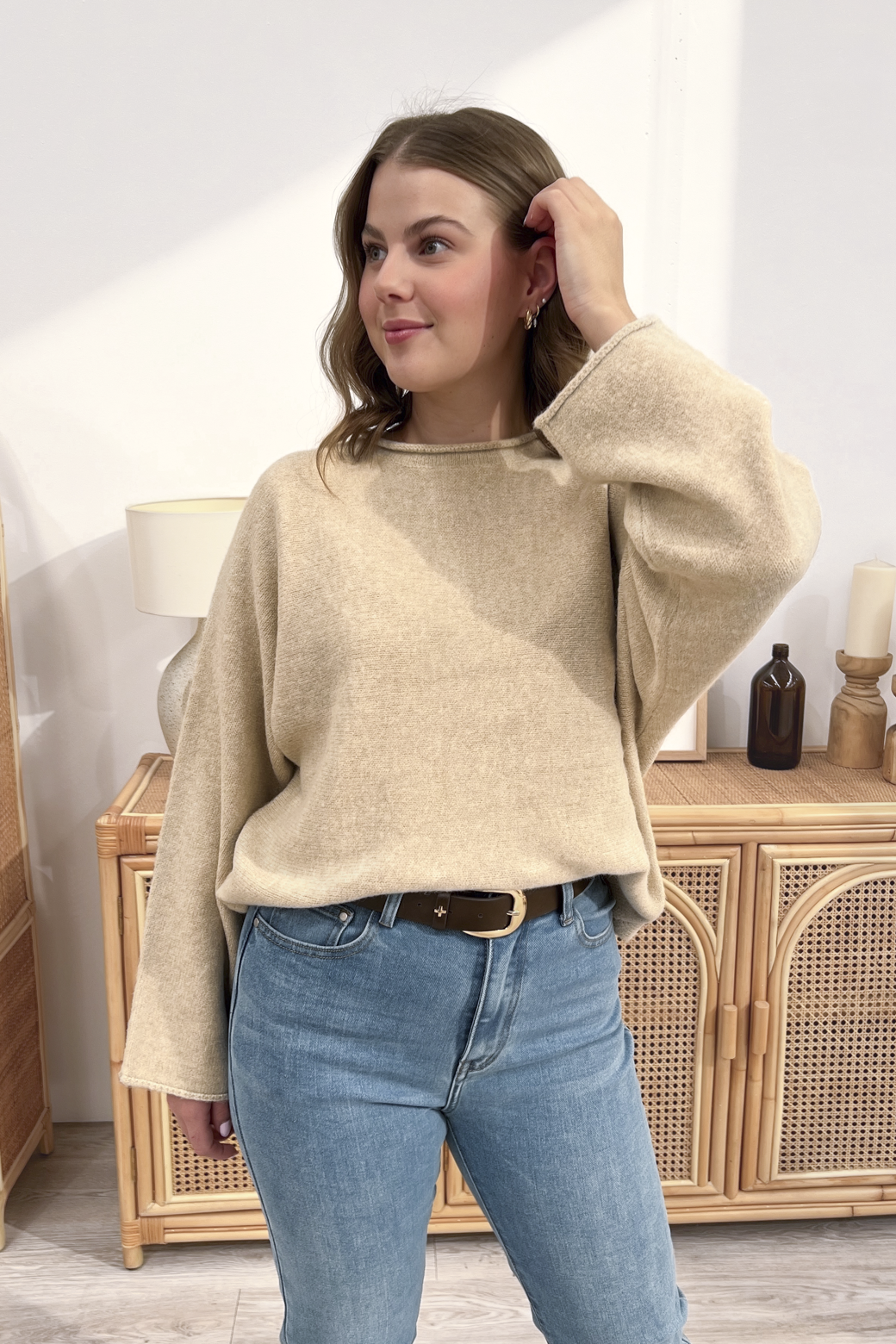 Amy Crop Knit Latte
