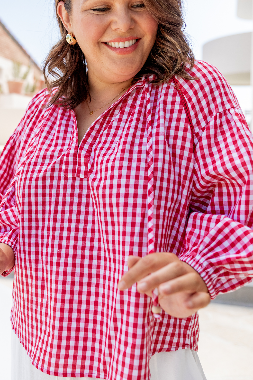 Angela Blouse Red Gingham
