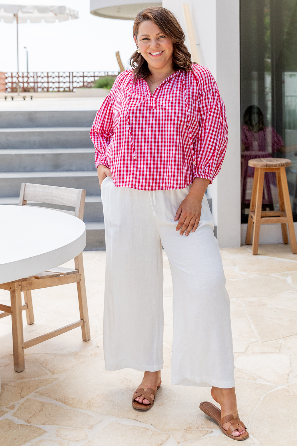 Angela Blouse Red Gingham