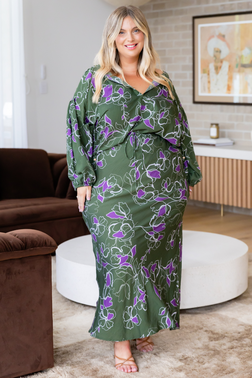 Lyla Bias Skirt Jasper Floral Olive