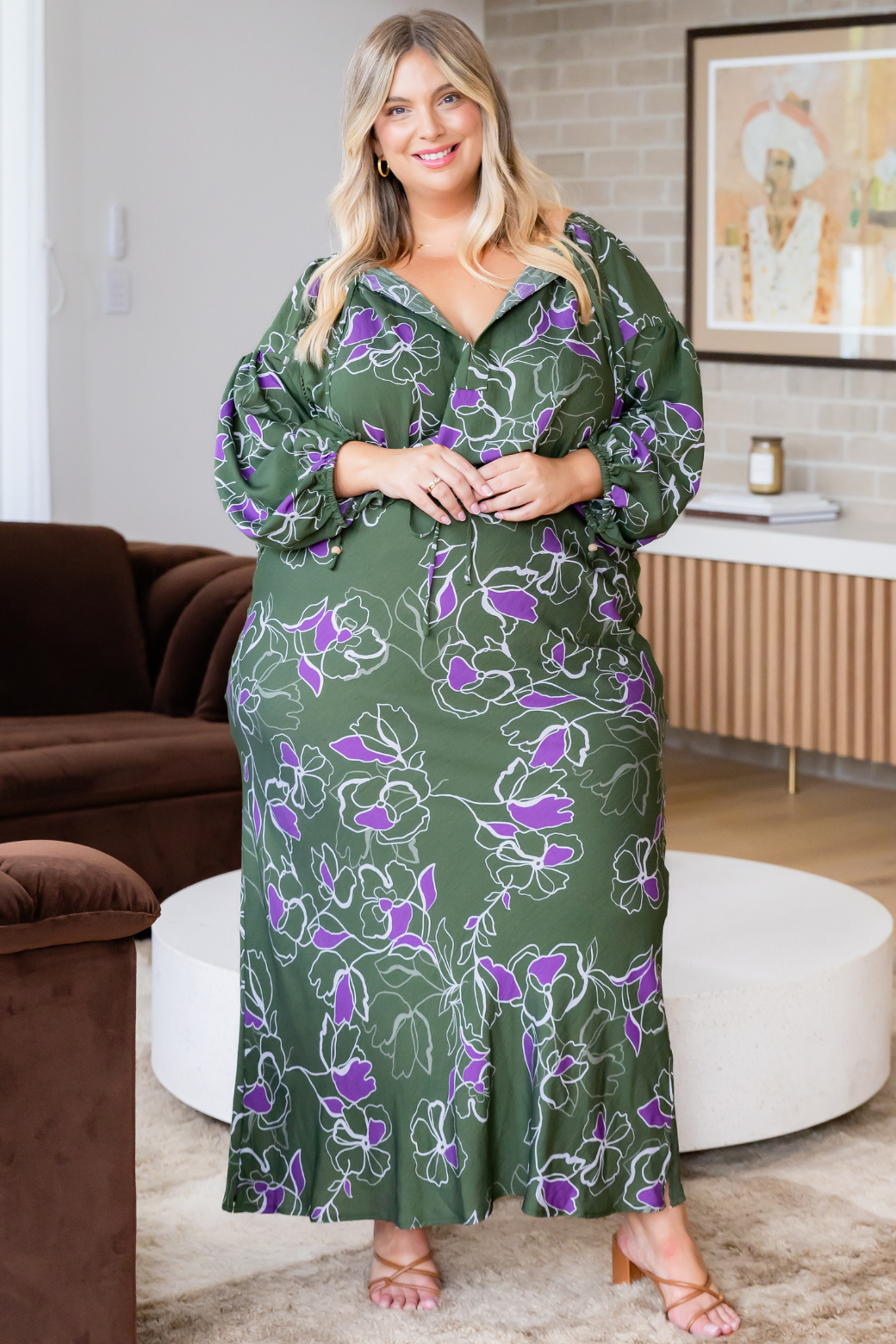 Angela Blouse Jasper Floral Olive