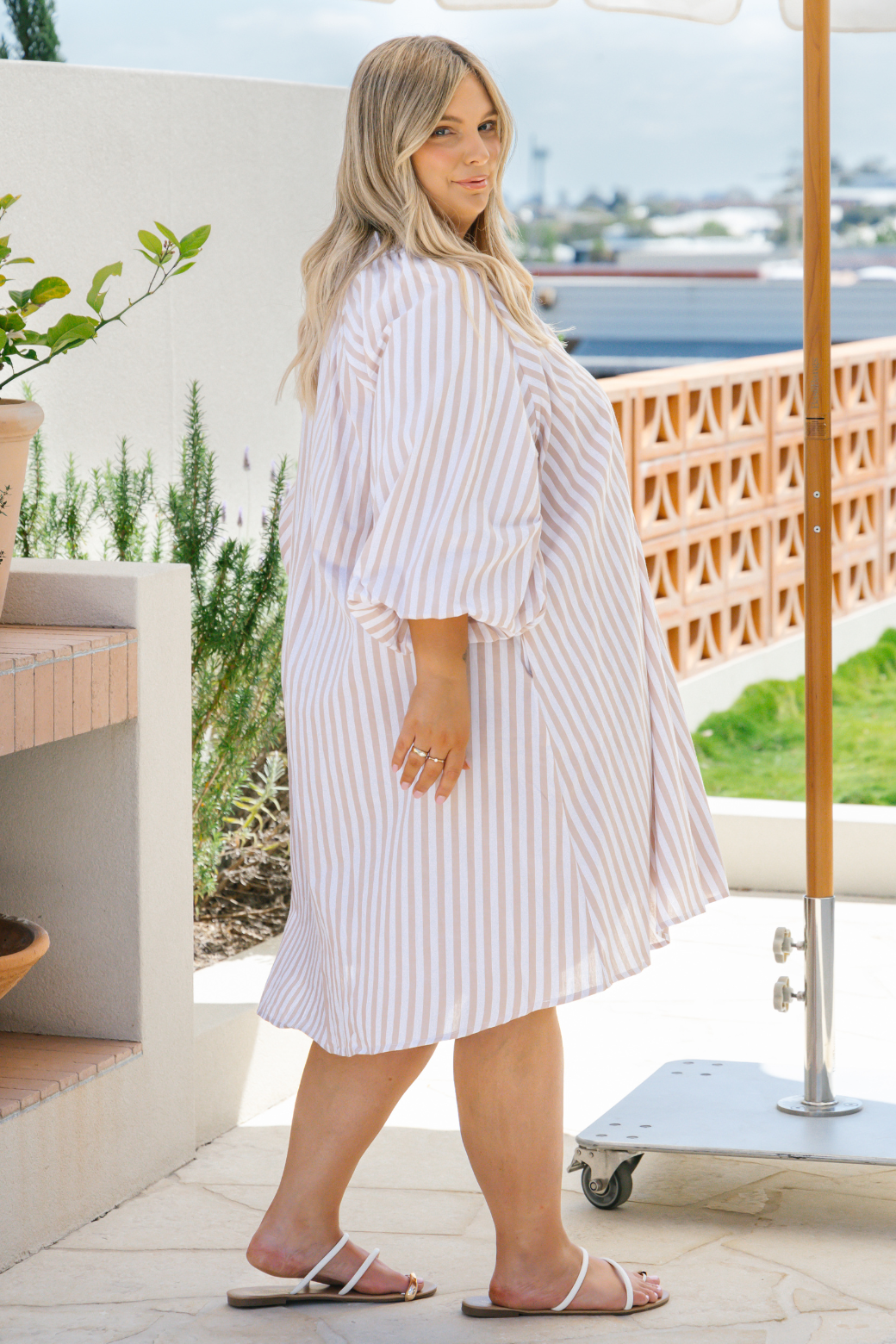 Anna-Mae Dress Beige White