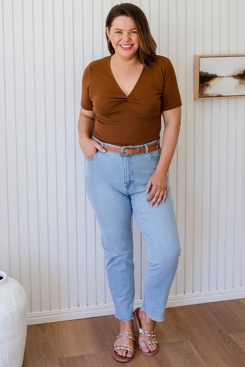 Final Sale | Annie Twist Tee Chocolate