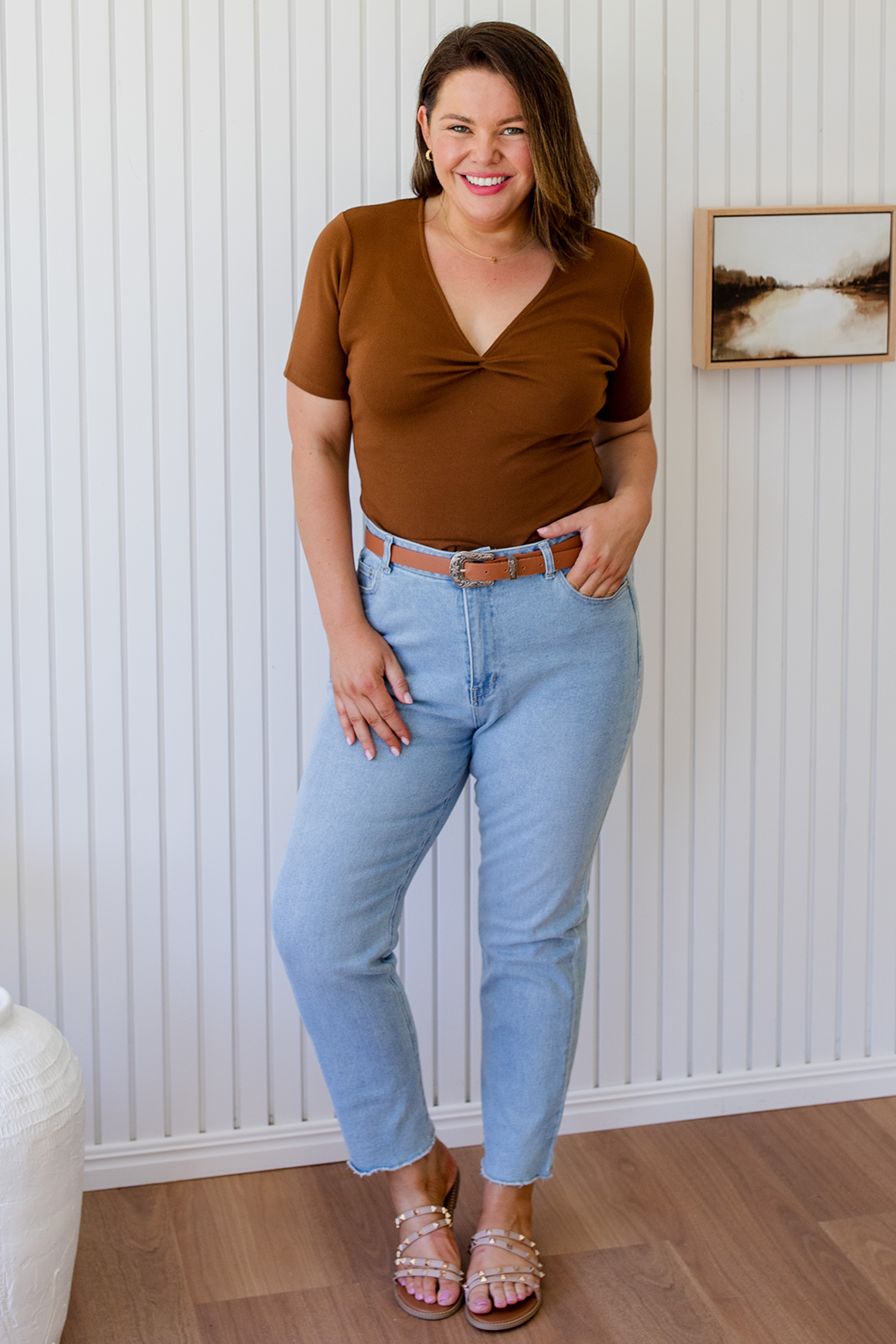 Final Sale | Annie Twist Tee Chocolate