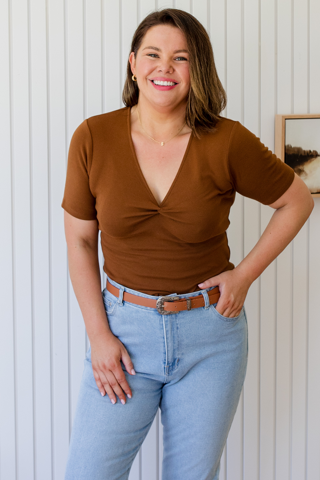 Final Sale | Annie Twist Tee Chocolate