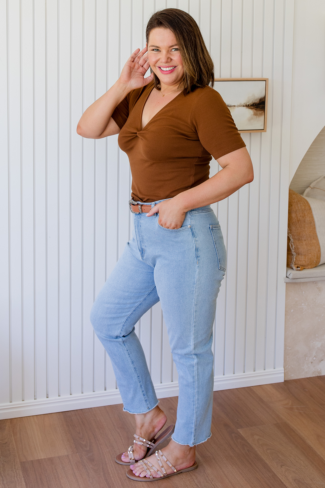 Final Sale | Annie Twist Tee Chocolate