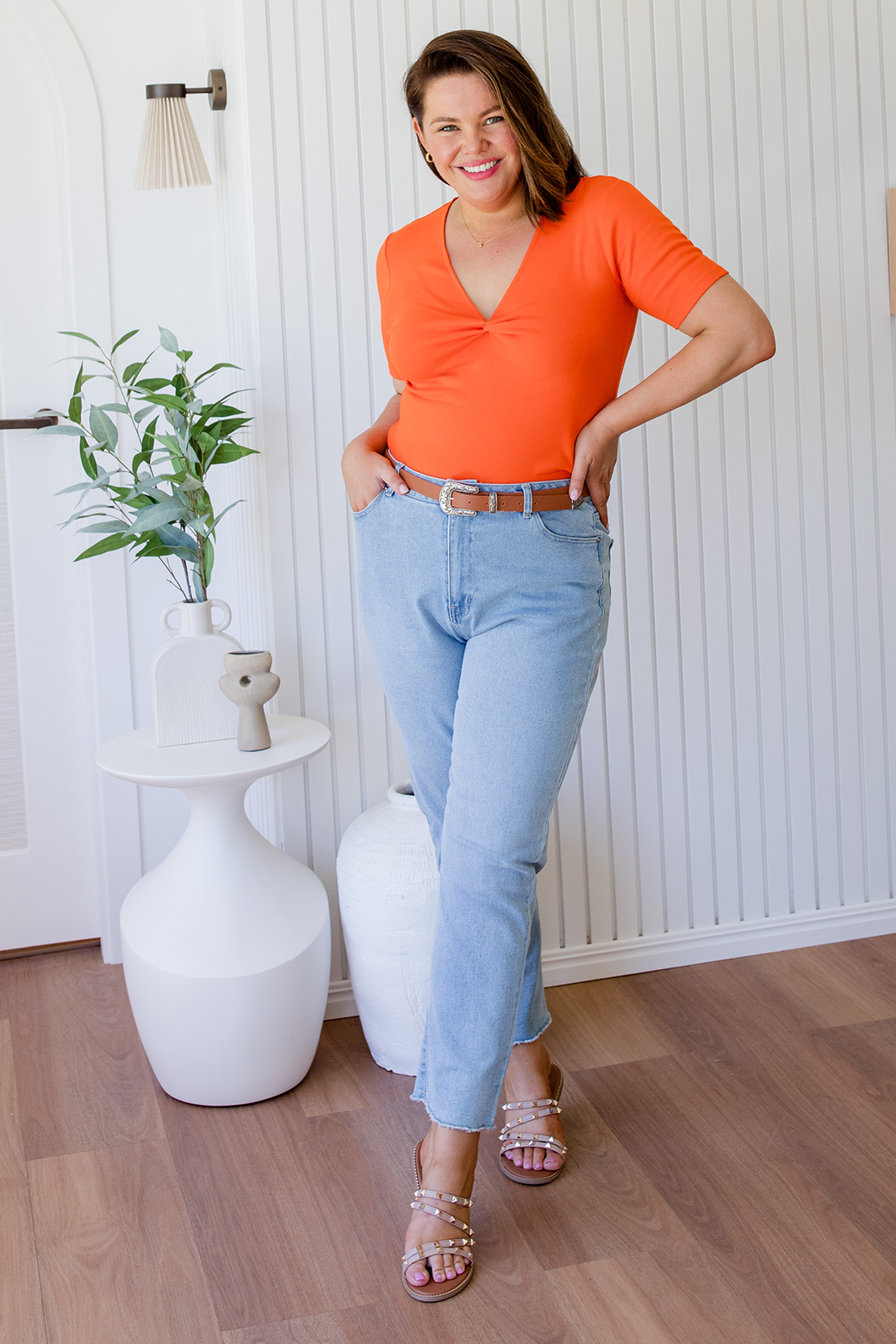 Final Sale | Annie Twist Tee Orange