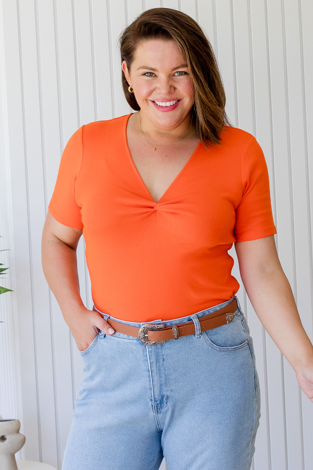 Final Sale | Annie Twist Tee Orange