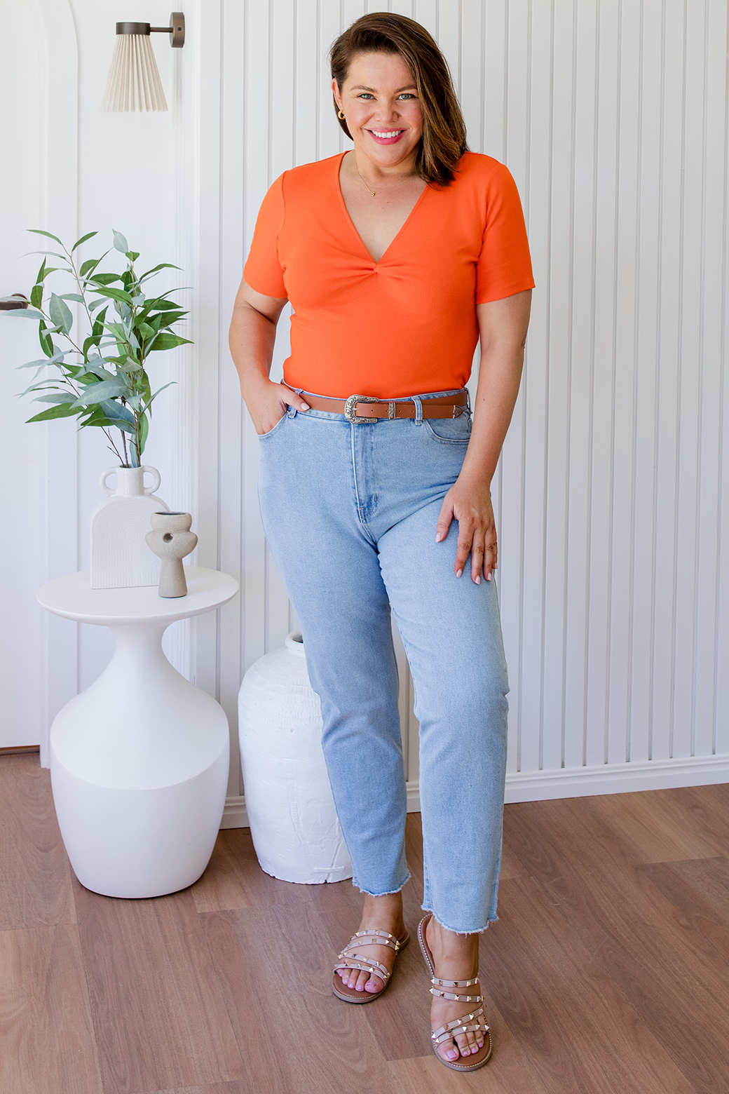 Final Sale | Annie Twist Tee Orange