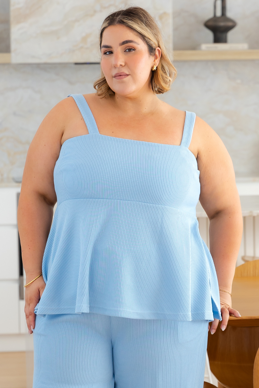 Archie Knit Top Sky Blue