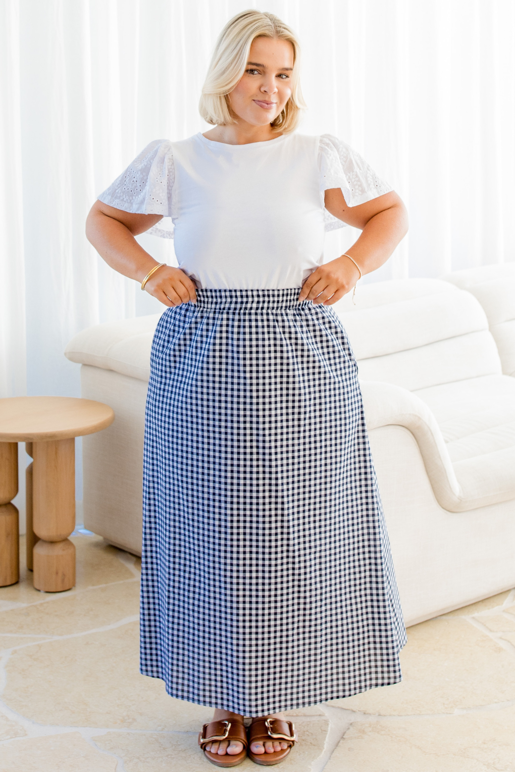 Arlene Broderie Sleeve Tshirt White