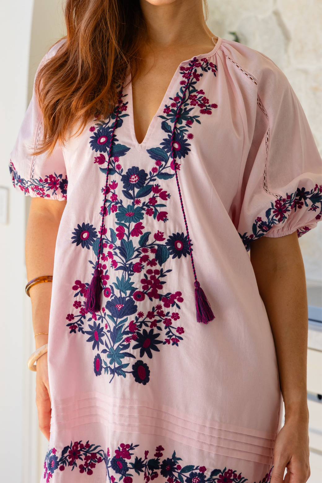 Ashleigh Embroidered Dress Pink