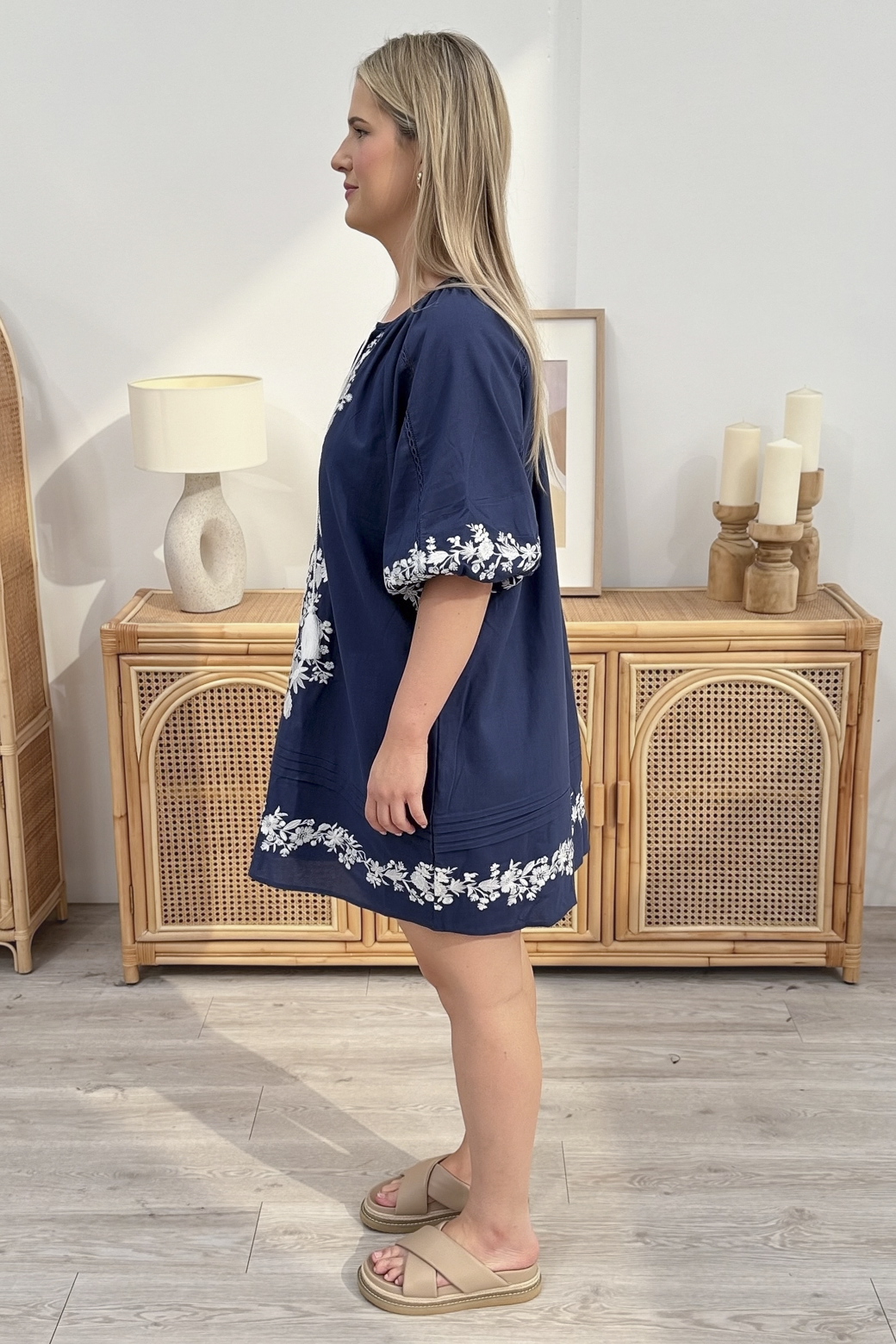 Ashleigh Embroidered Dress Indigo