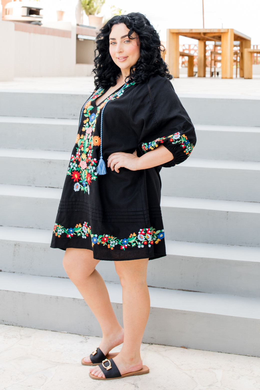Ashleigh Embroidered Dress Black