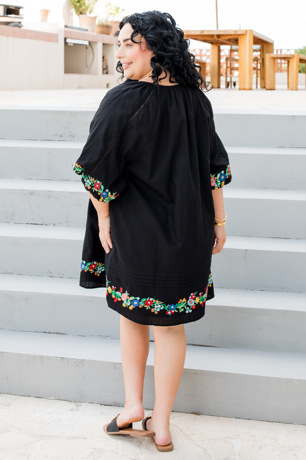 Ashleigh Embroidered Dress Black