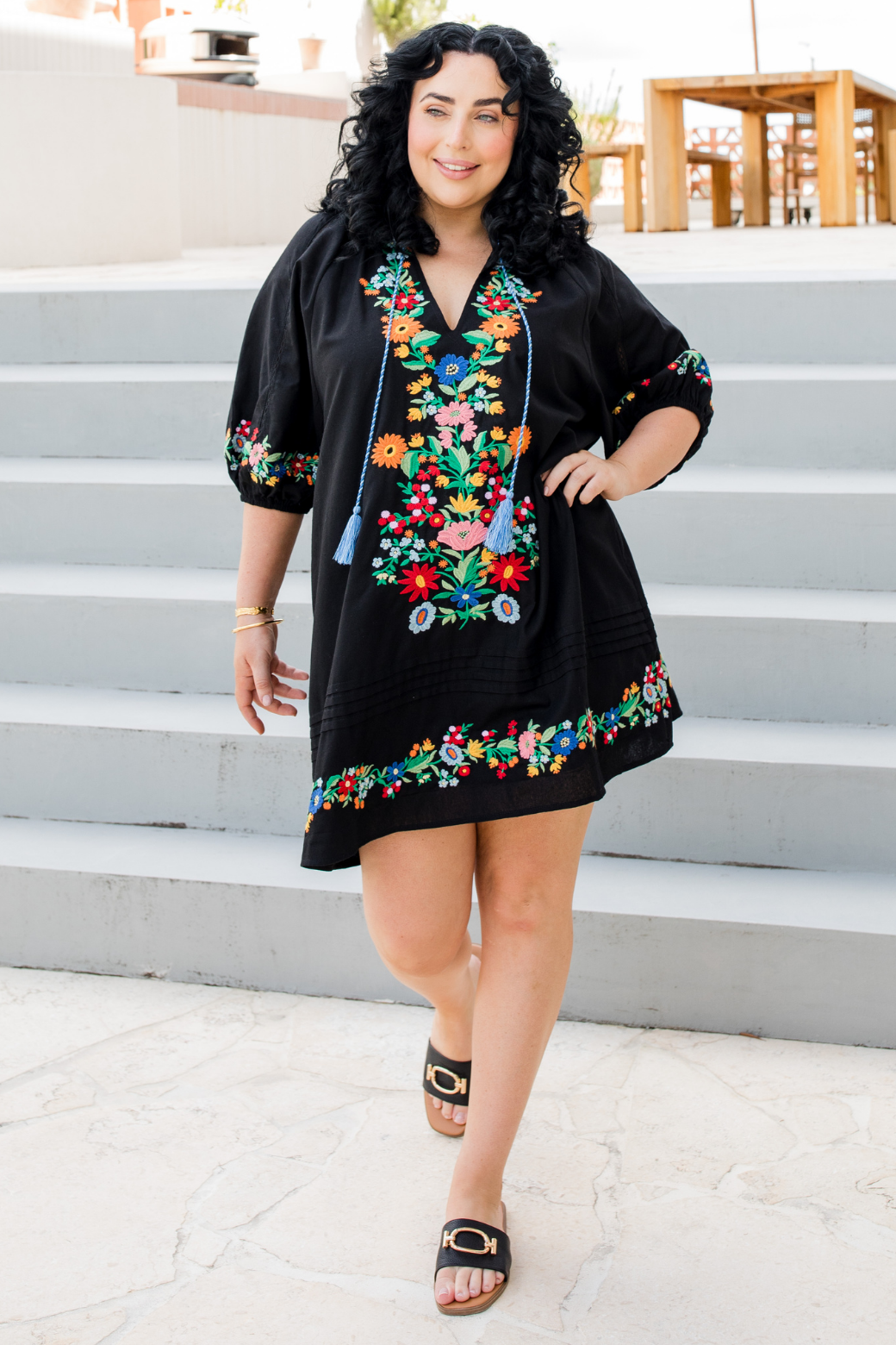 Ashleigh Embroidered Dress Black