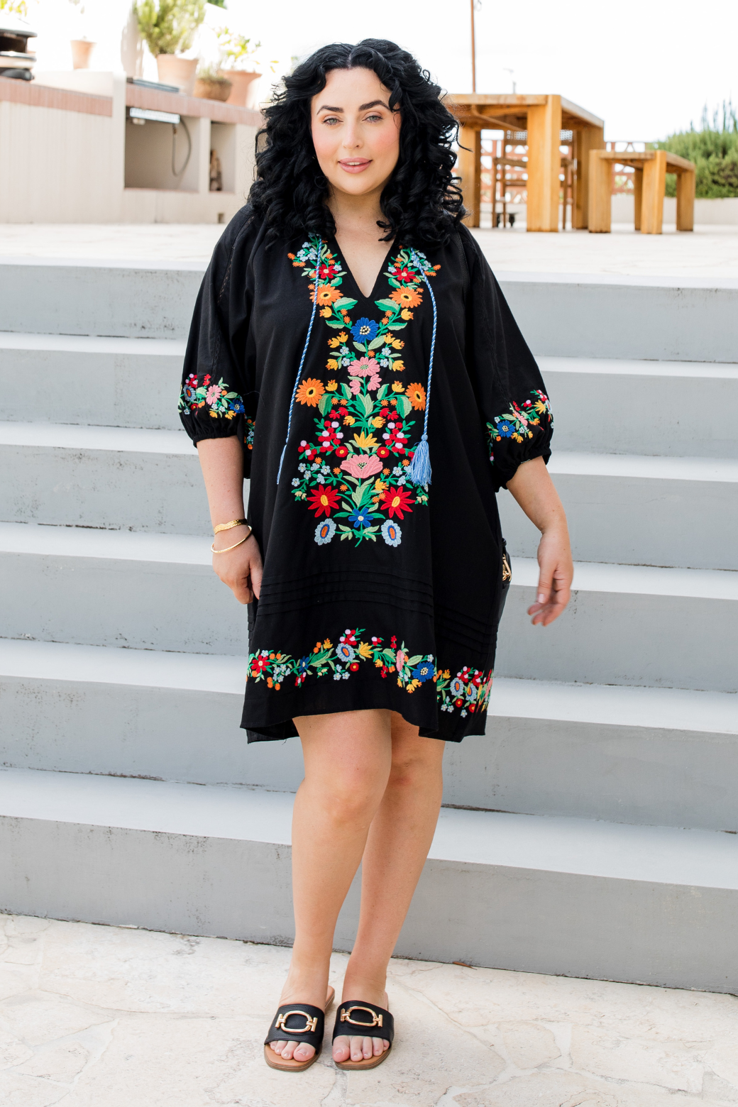 Ashleigh Embroidered Dress Black