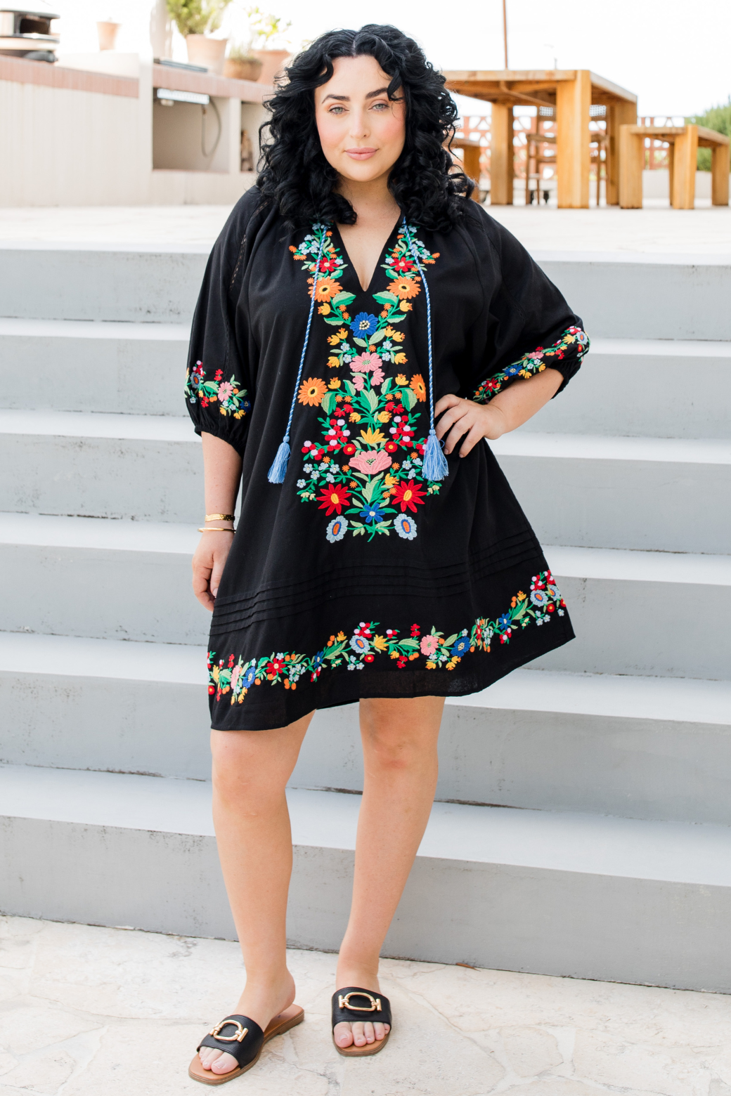 Ashleigh Embroidered Dress Black
