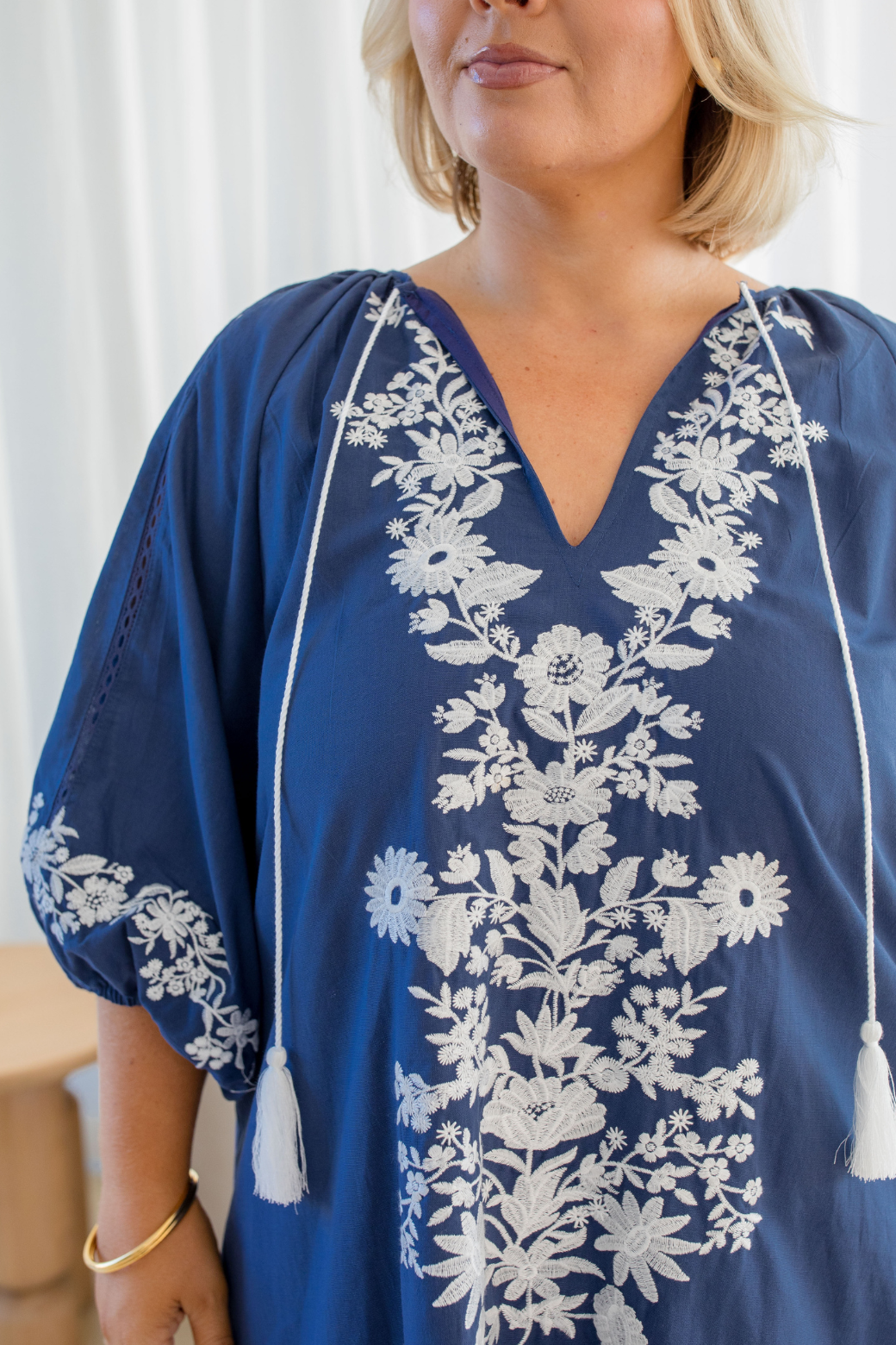 Ashleigh Embroidered Dress Indigo