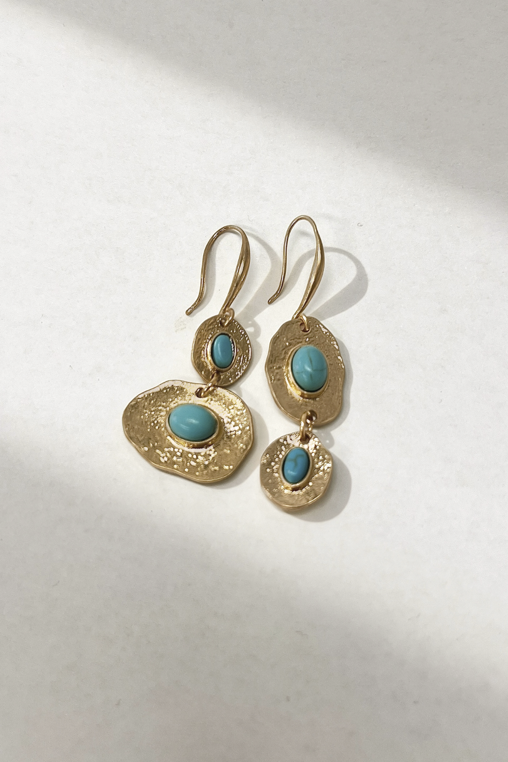 Asymmetric Aqua Molten Drop Hook Earrings