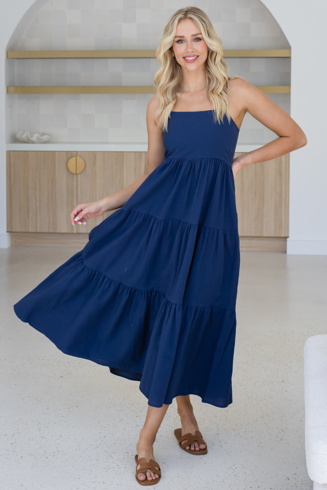 Athena Square Neck Maxi Dress Navy