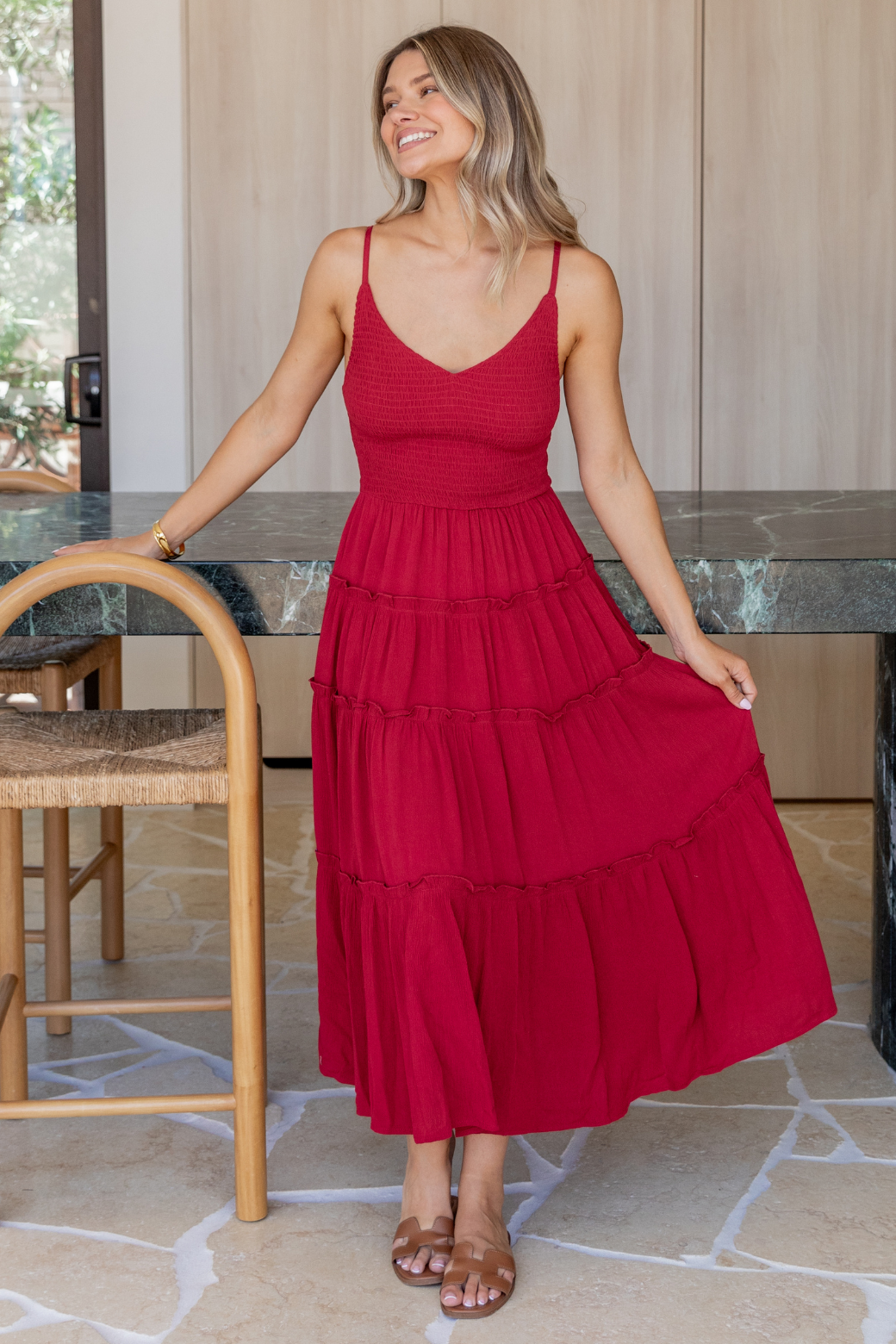 FINAL SALE | Austen V-Neck Maxi Dress Red